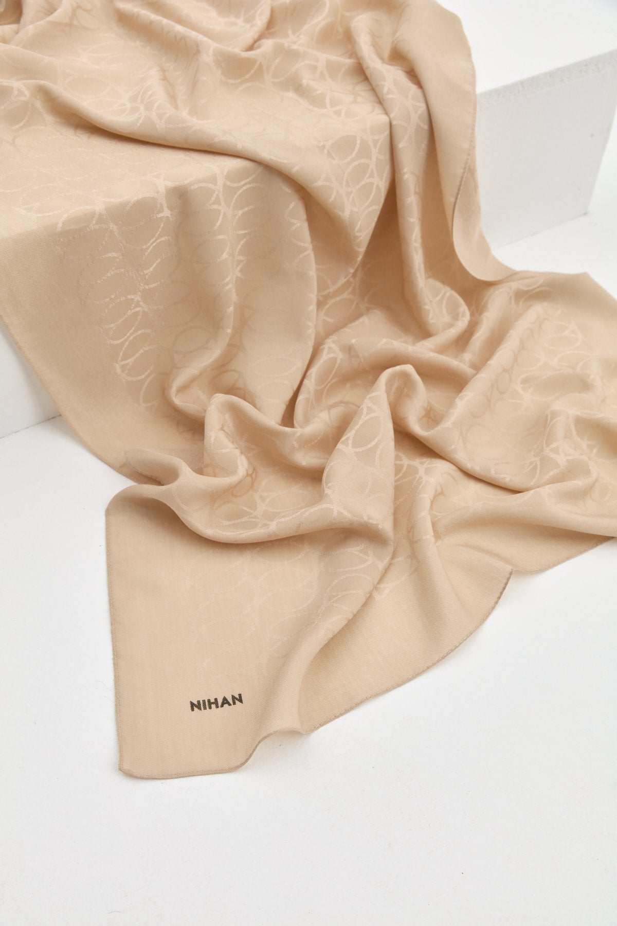 Jacquard Cotton Lyocell Scarf - Stone