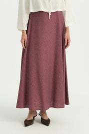 Jacquard Flared Lyocell Skirt - Plum