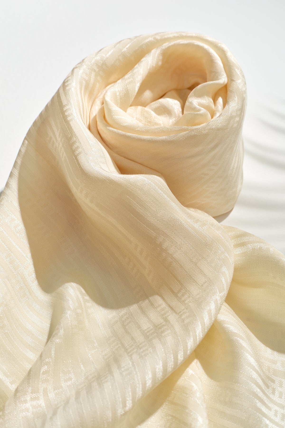 Jacquard Cotton Lyocell Scarf - Ecru