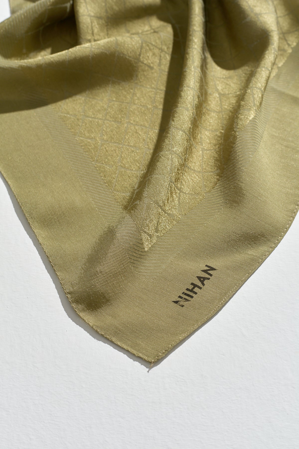 Jacquard Cotton Lyocell Scarf - Khaki