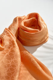 Jacquard Cotton Lyocell Scarf - Orange