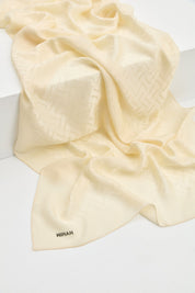 Jacquard Cotton Lyocell Scarf - Beige