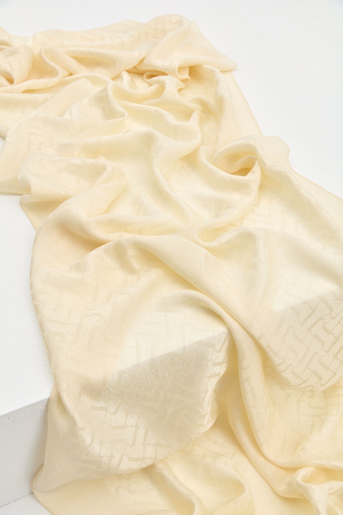 Jacquard Cotton Lyocell Scarf - Beige