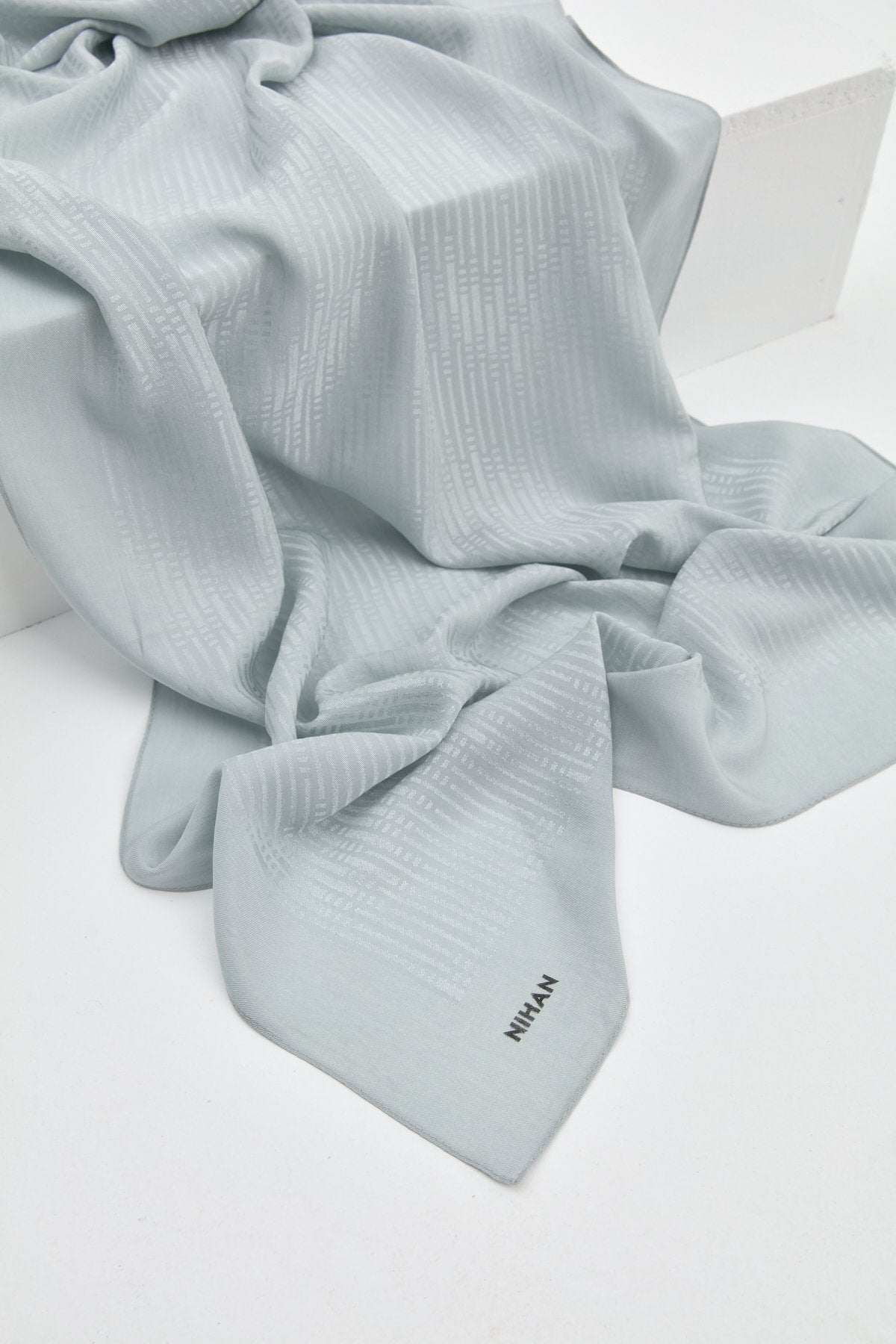 Jacquard Cotton Lyocell Scarf - Grey