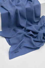 Jacquard Cotton Lyocell Scarf - Indigo