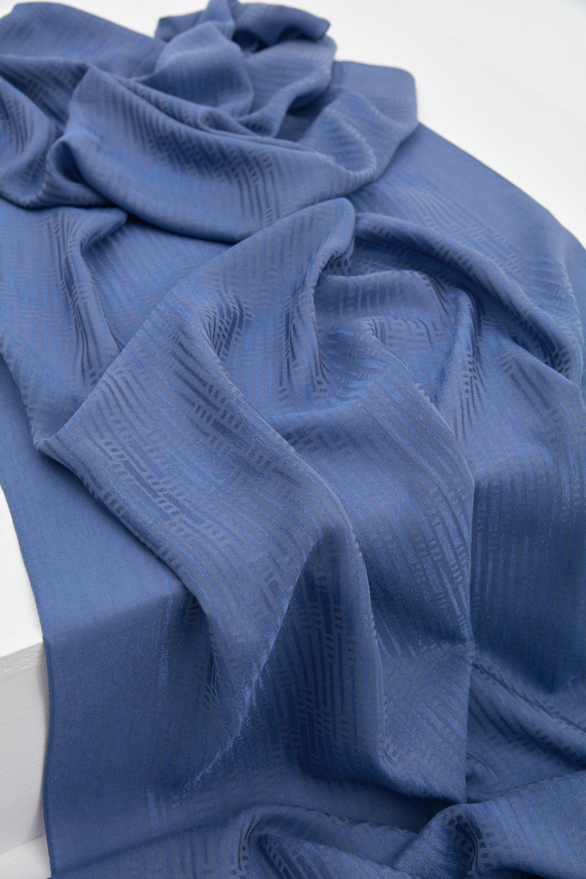 Jacquard Cotton Lyocell Scarf - Indigo
