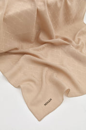 Jacquard Cotton Lyocell Scarf - Dark Beige