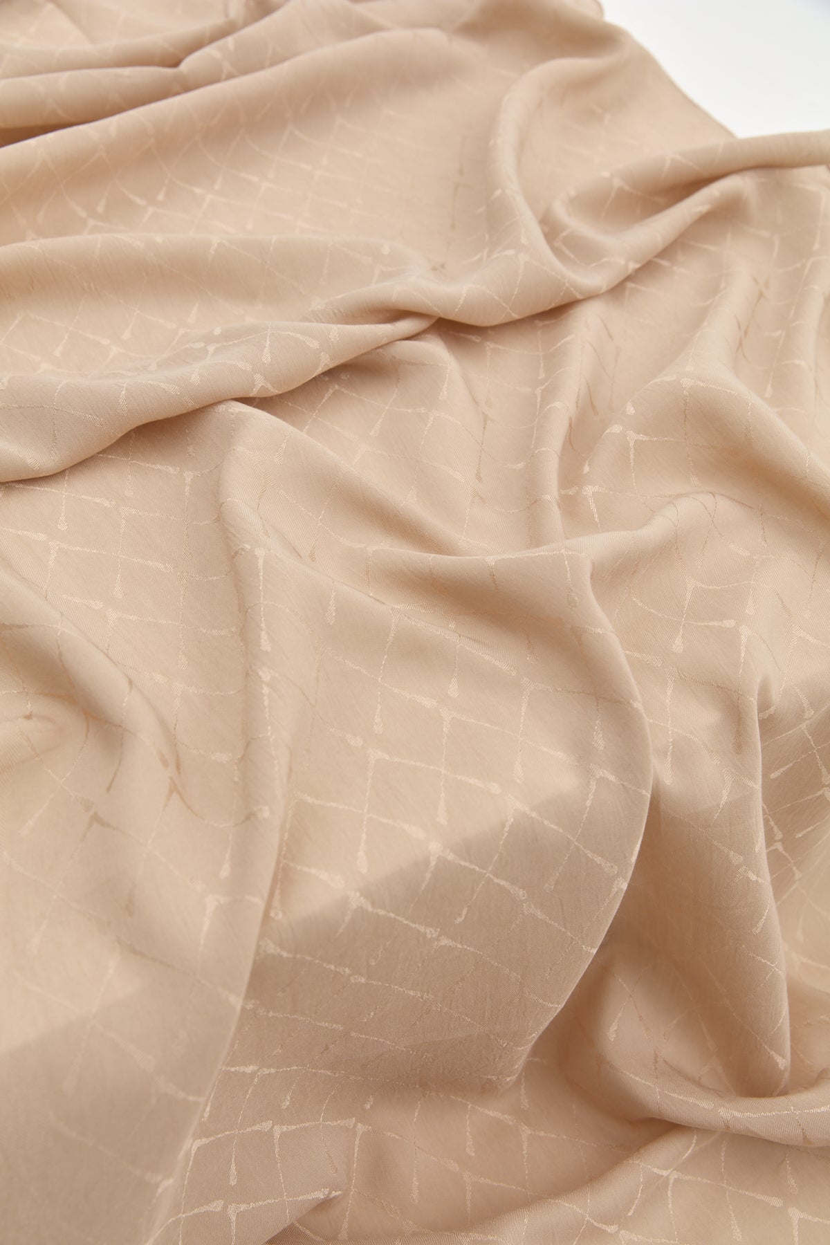 Jacquard Cotton Lyocell Scarf - Dark Beige