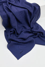 Jacquard Cotton Lyocell Scarf - Navy Blue