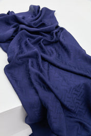 Jacquard Cotton Lyocell Scarf - Navy Blue