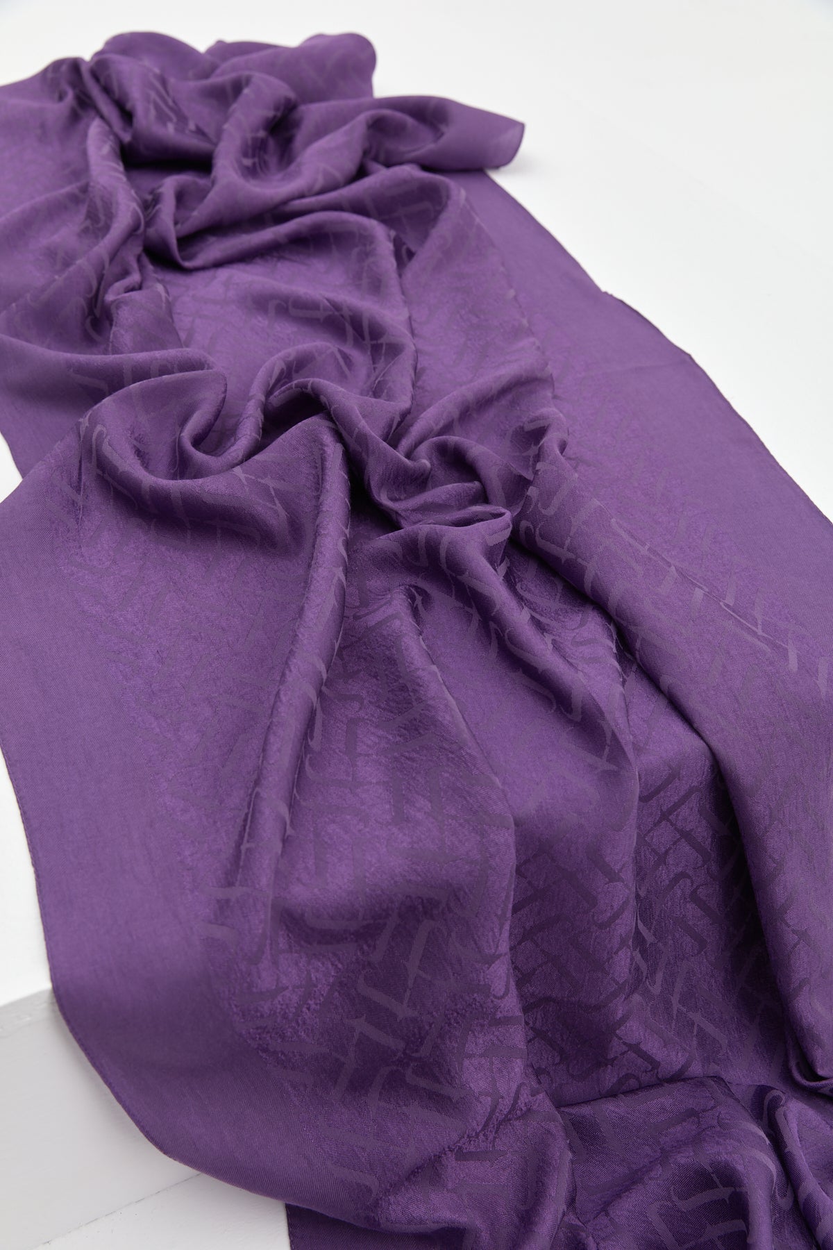 Jacquard Cotton Lyocell Scarf - Plum