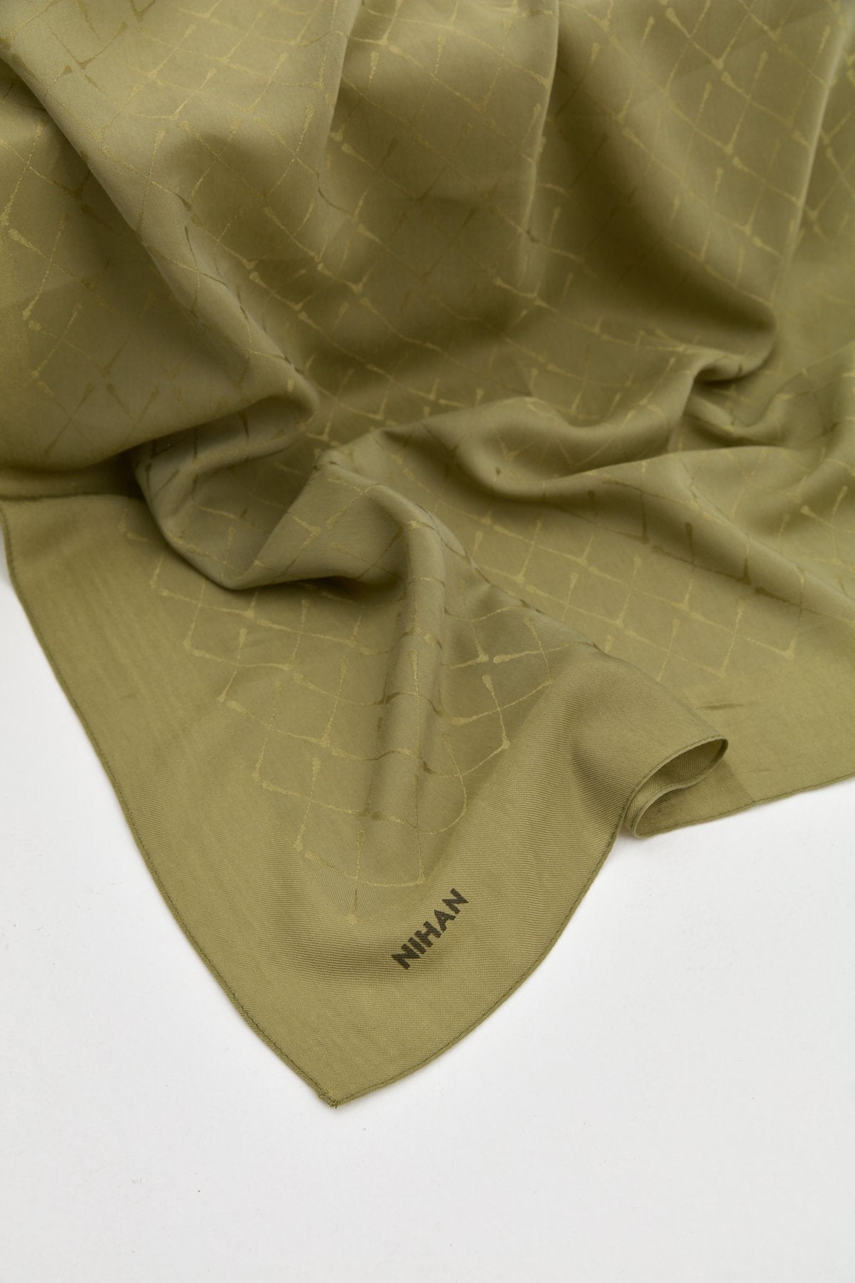 Jacquard Cotton Lyocell Scarf - Olive
