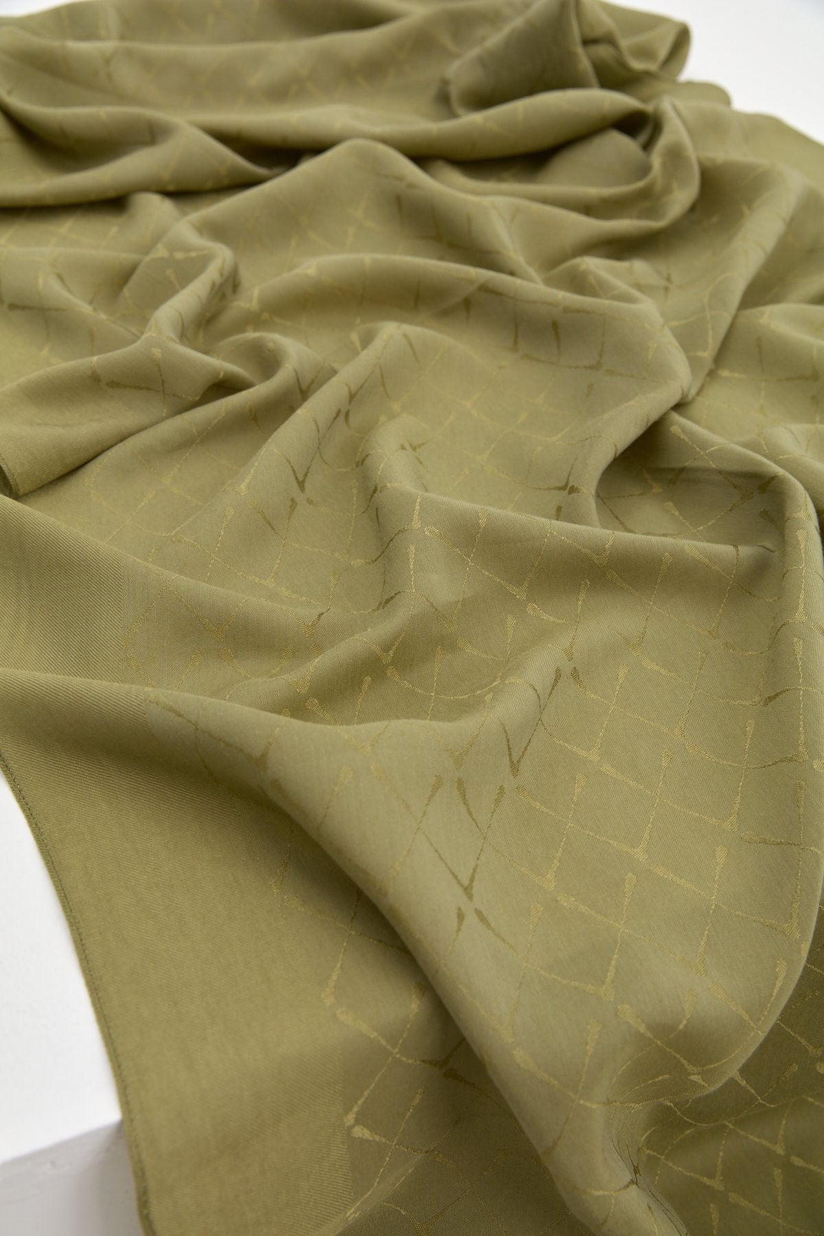Jacquard Cotton Lyocell Scarf - Olive