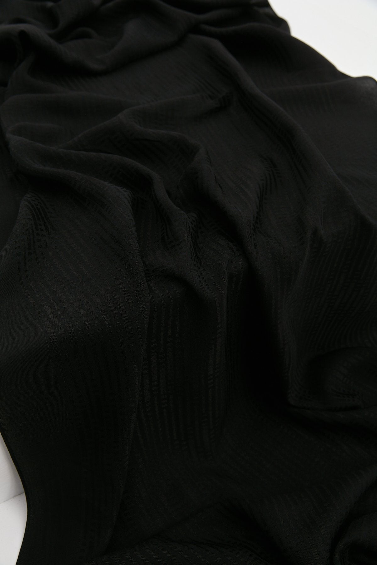 Jacquard Cotton Lyocell Scarf - Black