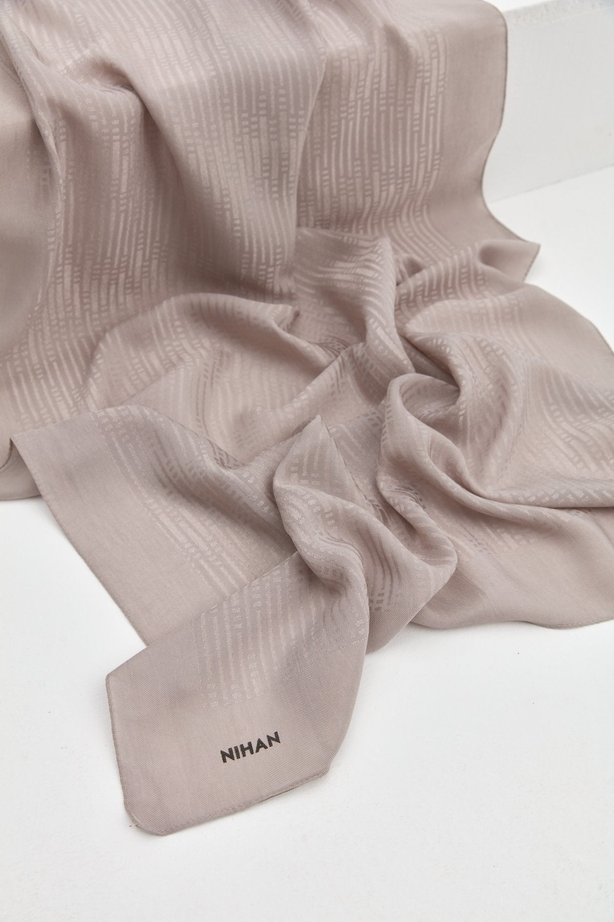 Jacquard Cotton Lyocell Scarf - Stone