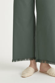 Kanvas Bol Paça Pamuk Basic Pantolon - Zümrüt