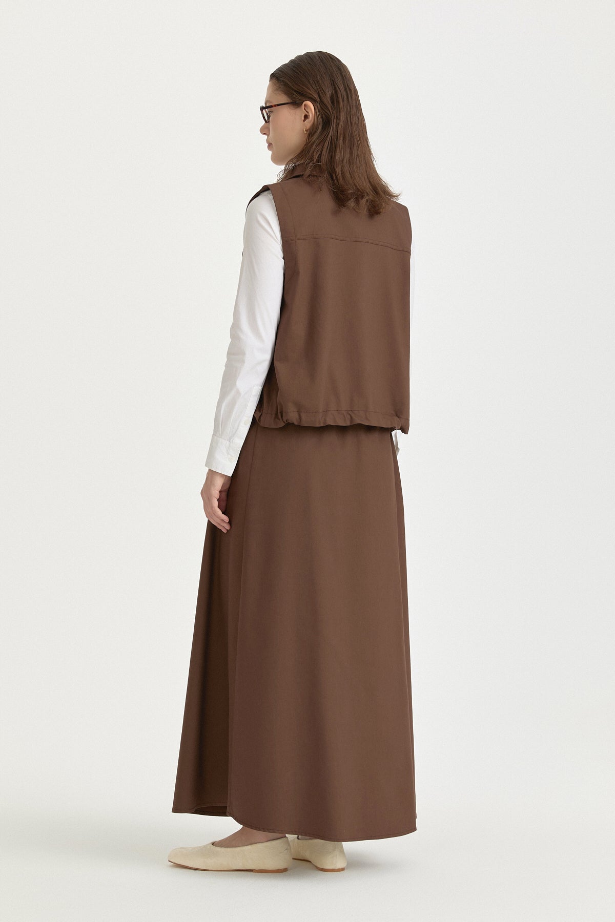 Canvas Skirted Cotton Set - Coffee