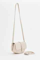 Crossbody Bag with Flap Closure - Beige