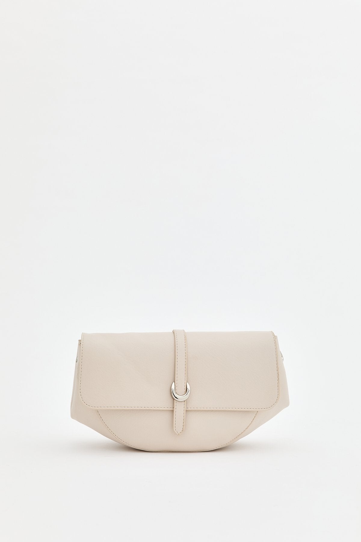 Crossbody Bag with Flap Closure - Beige