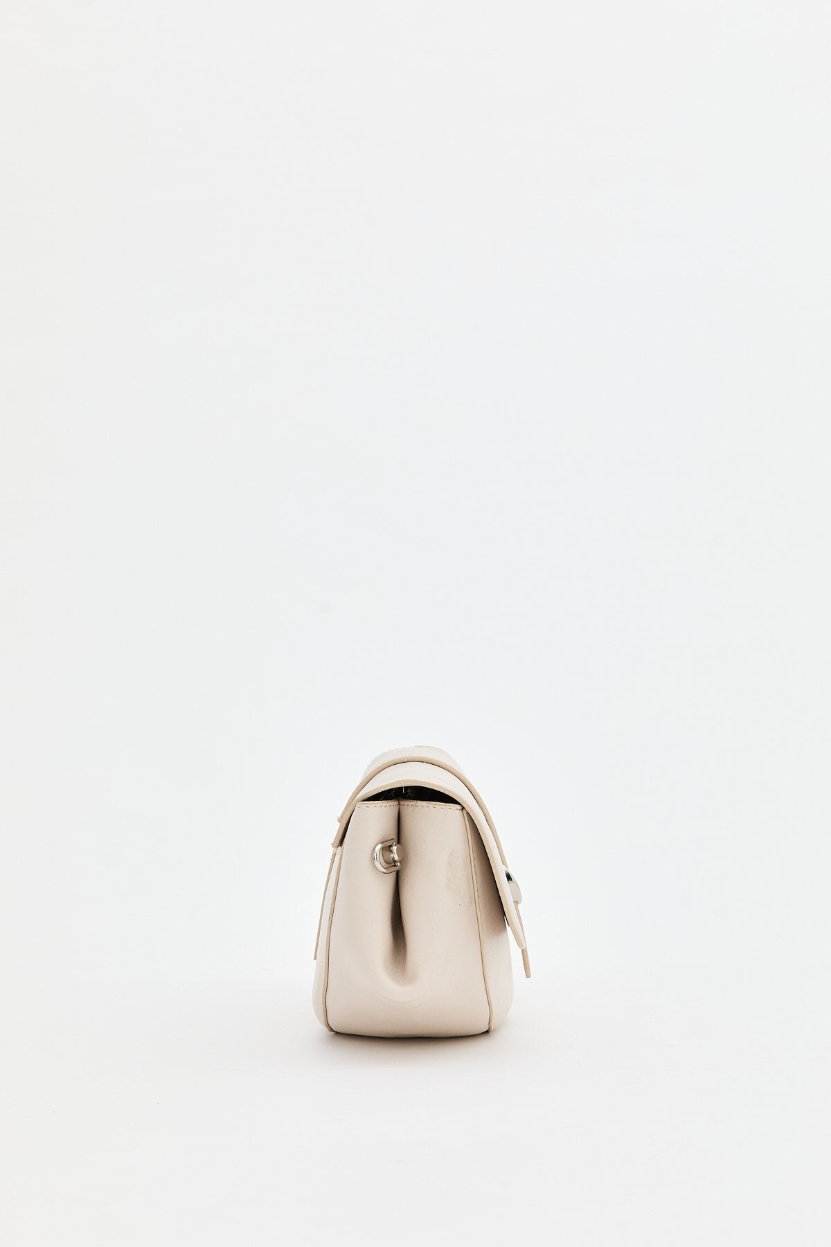 Crossbody Bag with Flap Closure - Beige