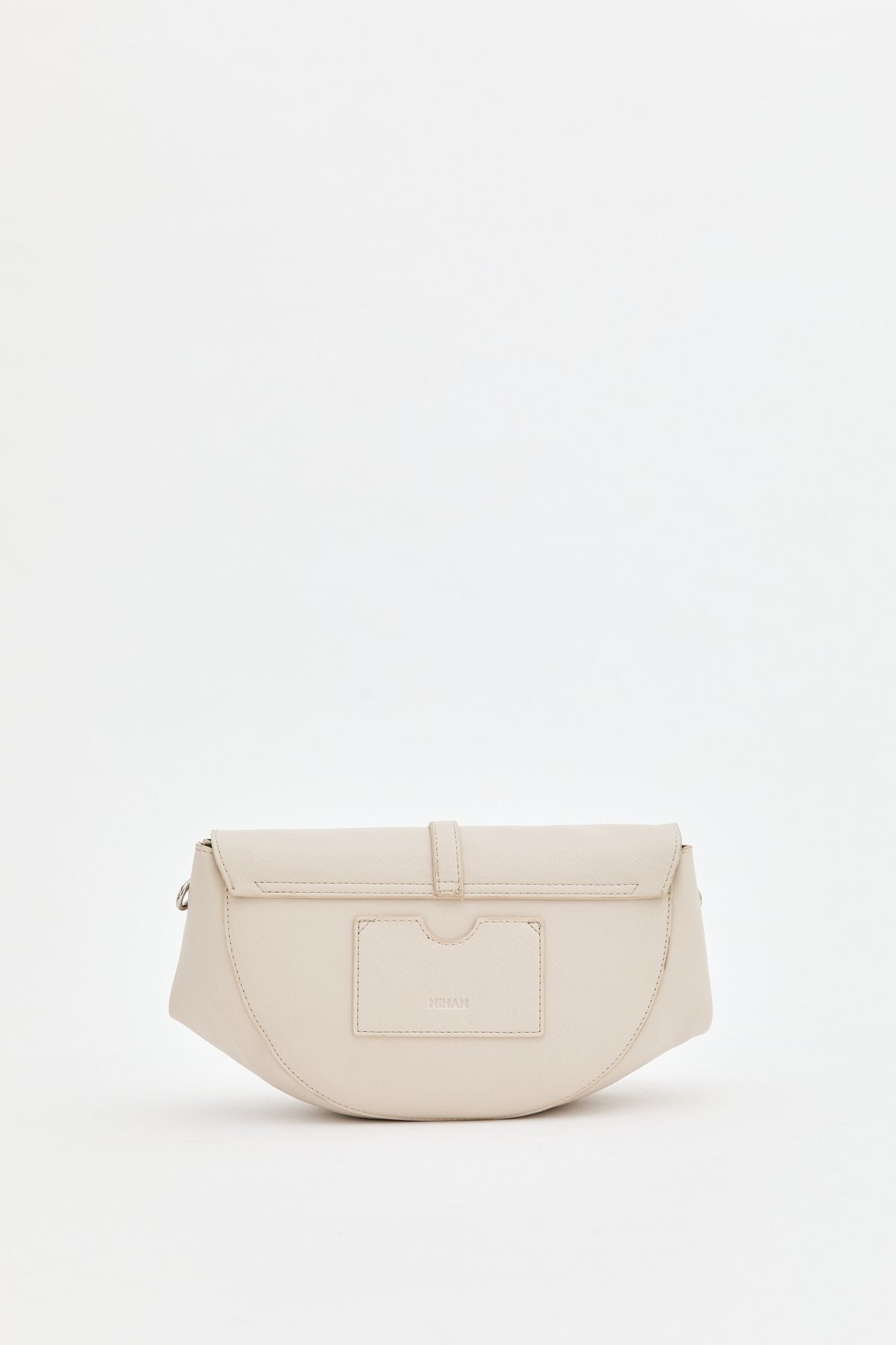 Crossbody Bag with Flap Closure - Beige