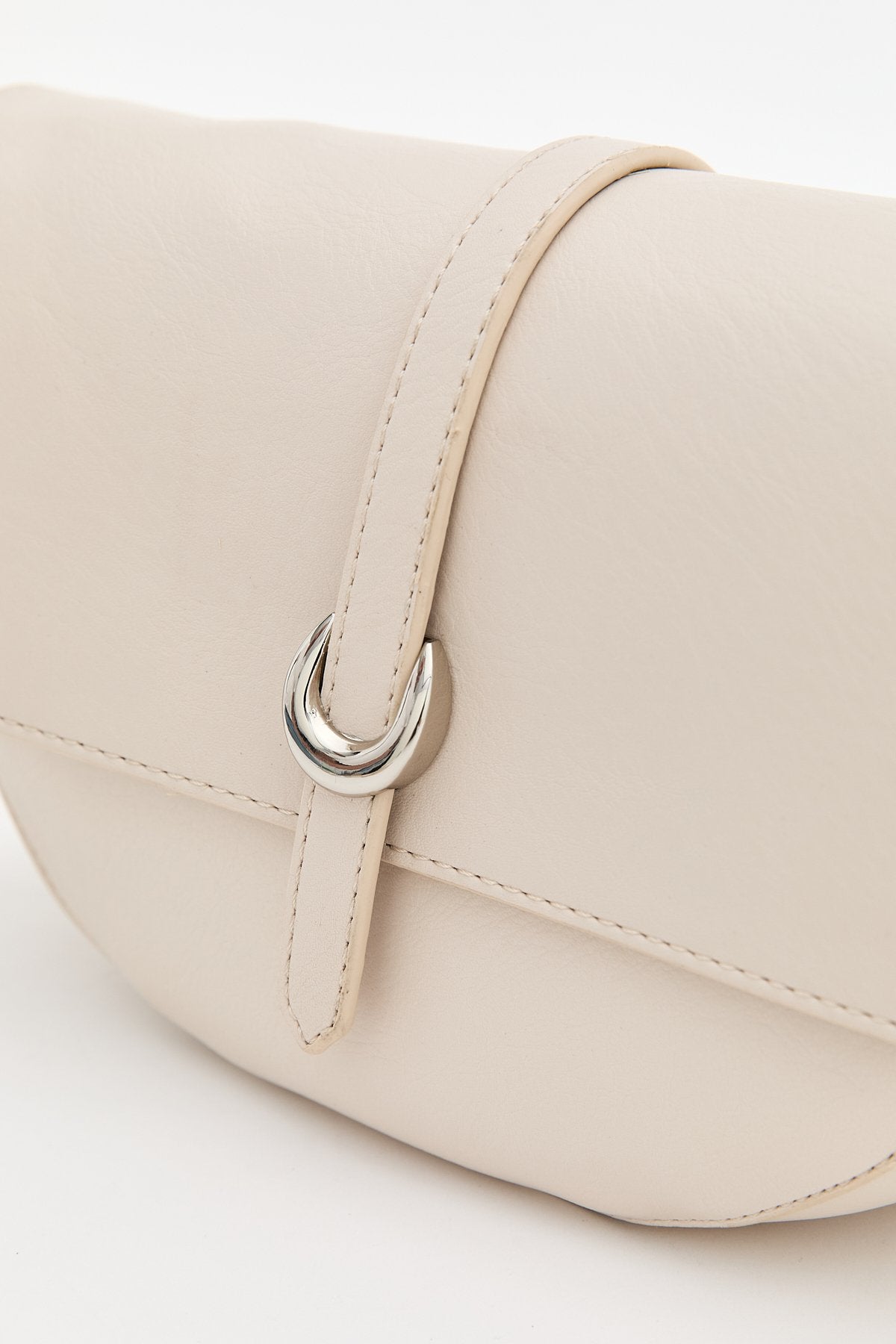 Crossbody Bag with Flap Closure - Beige