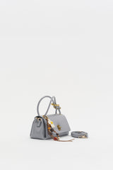 Flap Crossbody Bag with Charm Accessory - Blue