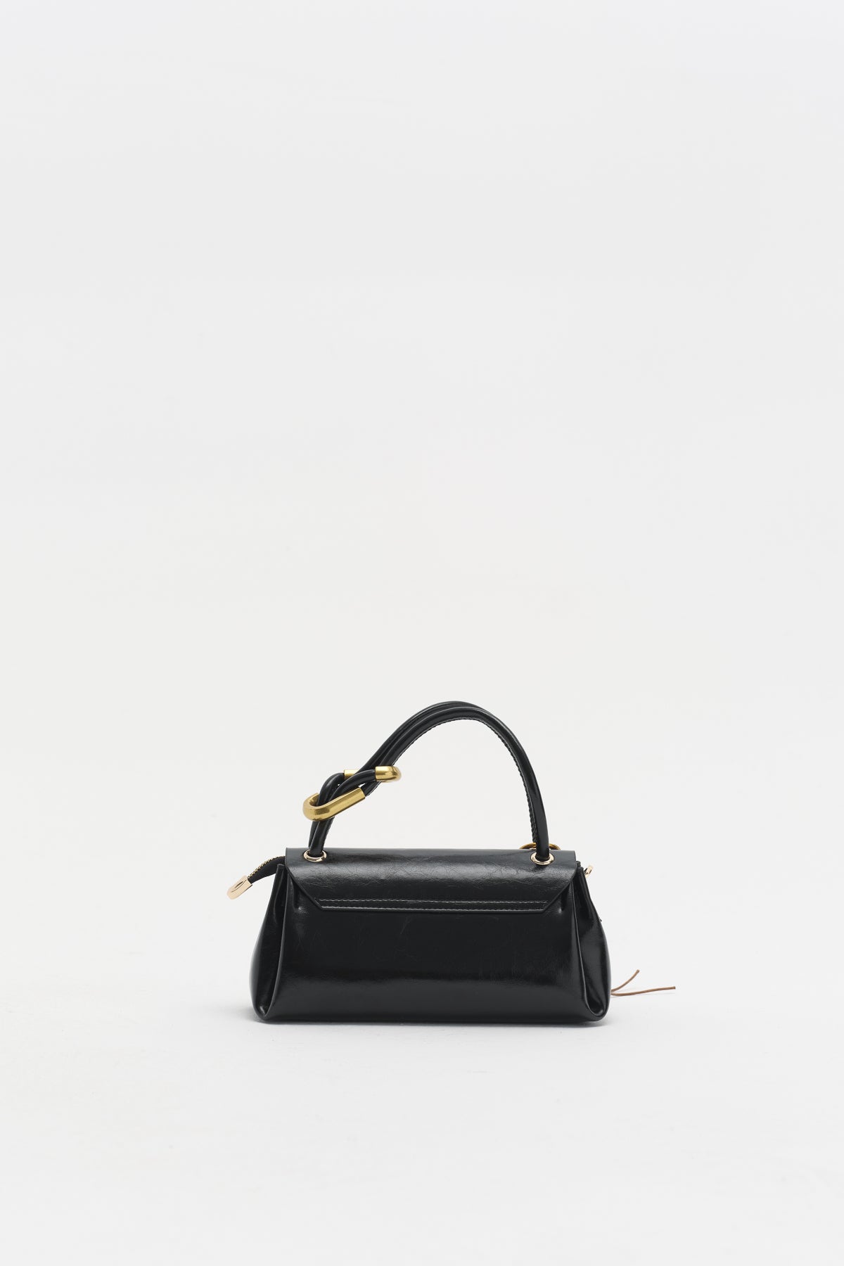 Black Cross-Body Bag with Flap and Charm Accessory