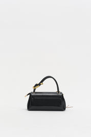 Black Cross-Body Bag with Flap and Charm Accessory