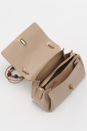 Flap Crossbody Bag with Charm Accessory - Earth