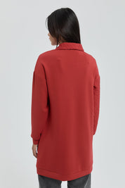Quilted Trim Sweatshirt - Tile Red