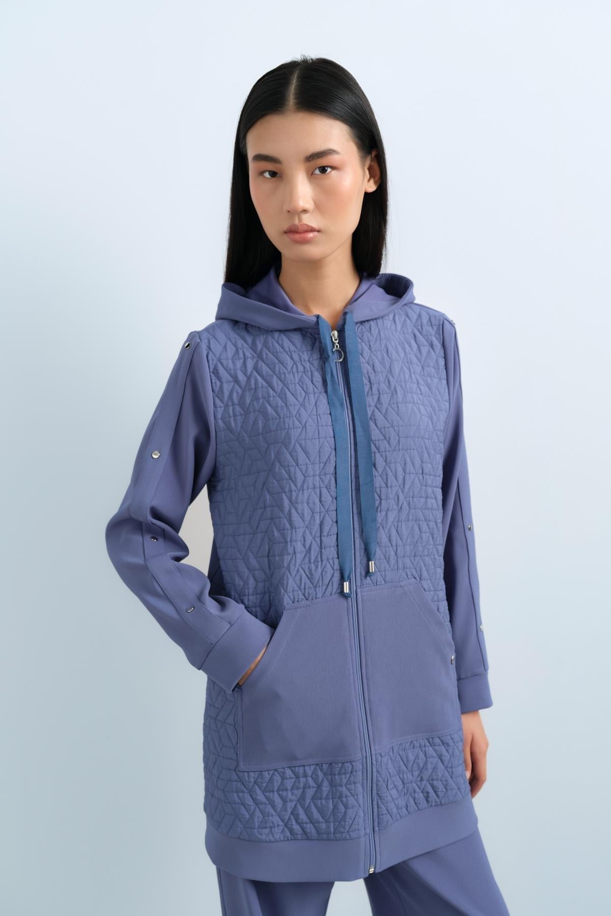 Quilted Mixed Trousers Ready-to-Wear Set - Indigo