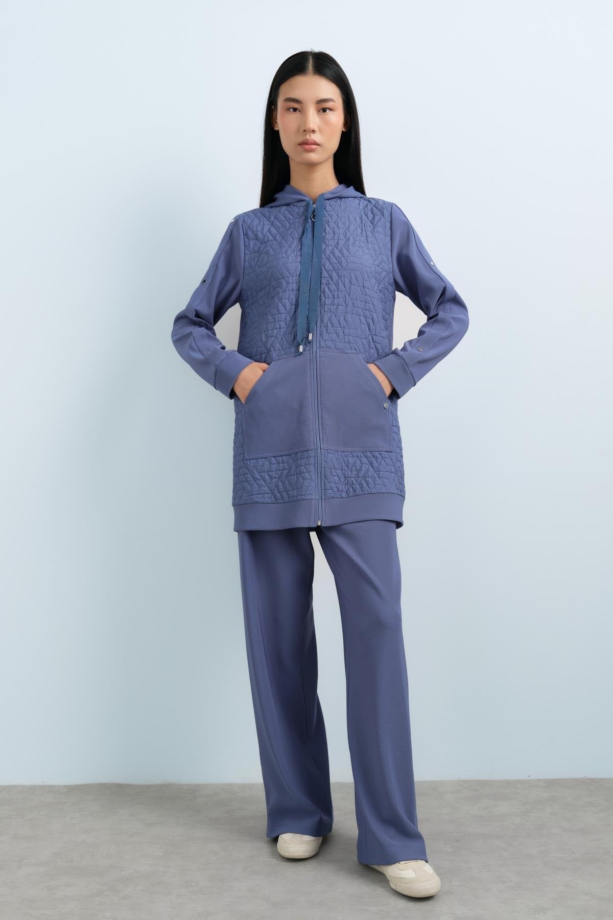 Quilted Mixed Trousers Ready-to-Wear Set - Indigo