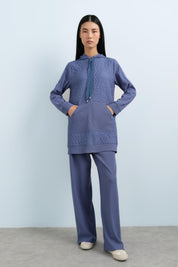 Quilted Mixed Trousers Ready-to-Wear Set - Indigo