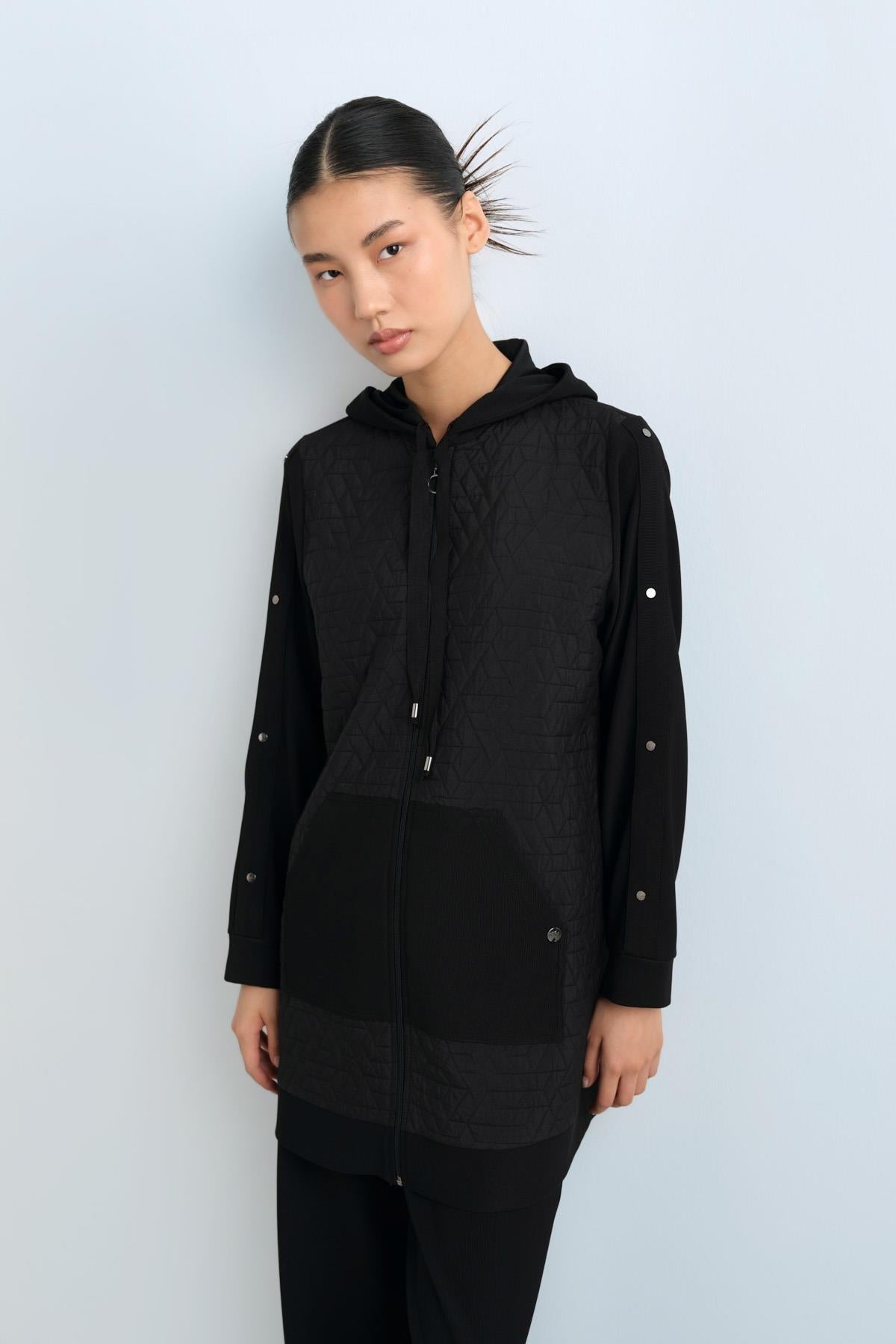 Quilted Mixed Trousers Ready-to-Wear Set - Black