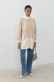 Hooded Angora Coat - Beige