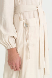 Hooded Belted Modal Cardigan - Ecru