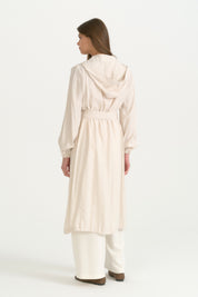 Hooded Belted Modal Cardigan - Ecru