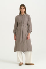 Hooded Belted Modal Cardigan - Gray