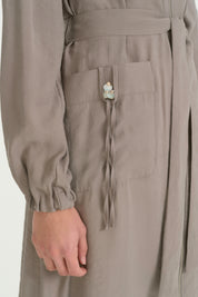 Hooded Belted Modal Cardigan - Gray