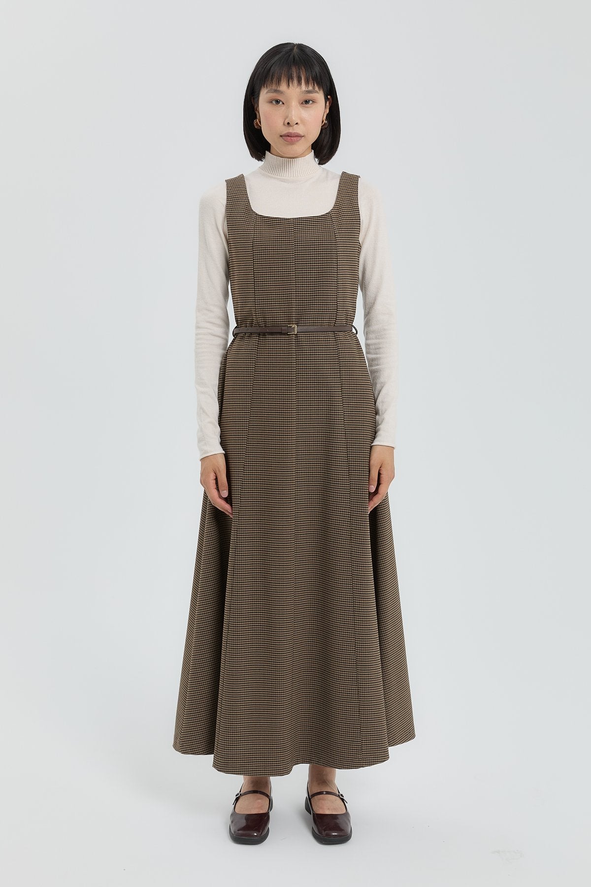 Square Neck A-Line Vest - Brown
