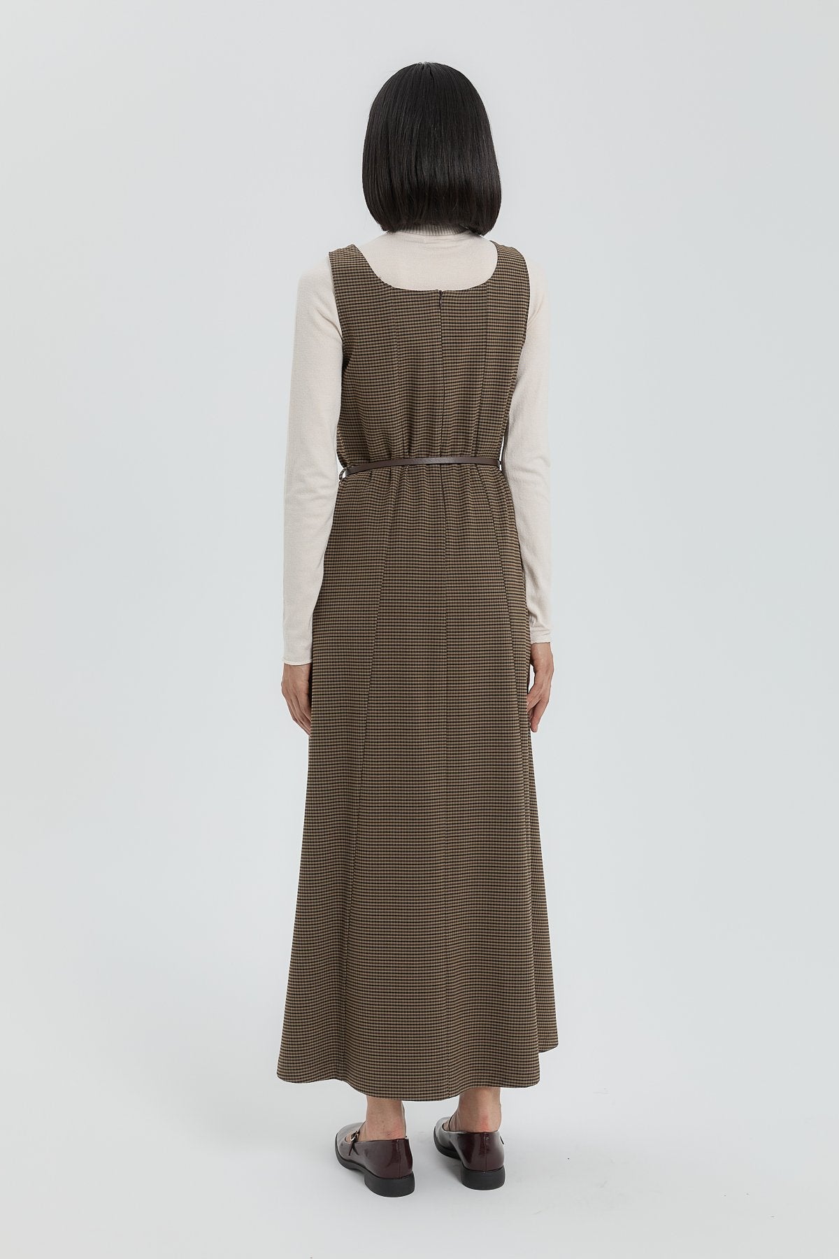 Square Neck A-Line Vest - Brown