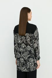 Patterned Tunic with Belt Detail - Black
