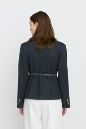 Viscose Fitted Jacket with Arches - Navy Blue