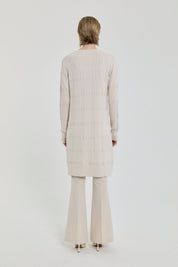 Kendinden Desenli Rayon Triko Tunik - Bej