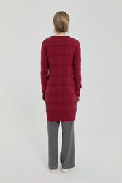 Kendinden Desenli Rayon Triko Tunik - Bordo