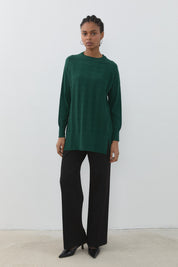 Kendinden Desenli Triko Tunik - Olive