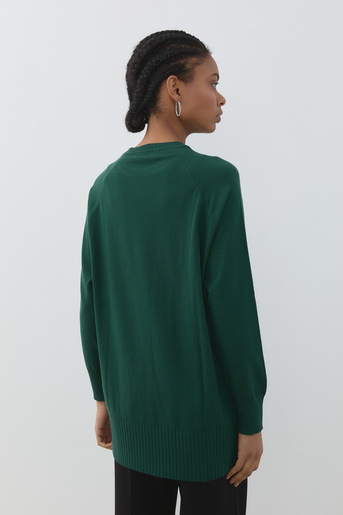 Kendinden Desenli Triko Tunik - Olive