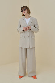 Keten Blazer Ceket - Bej