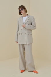 Keten Blazer Ceket - Bej